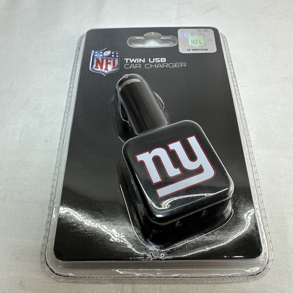 NFL New York Giants Twin USB Car Charger 2-Port Cigarette Lighter Adapter
